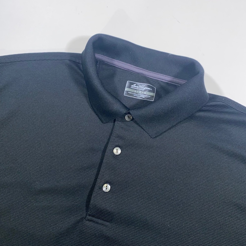 Ben Hogan Performance Mens Golf Polo Shirt‎ Black Textured Short Sleeve Large